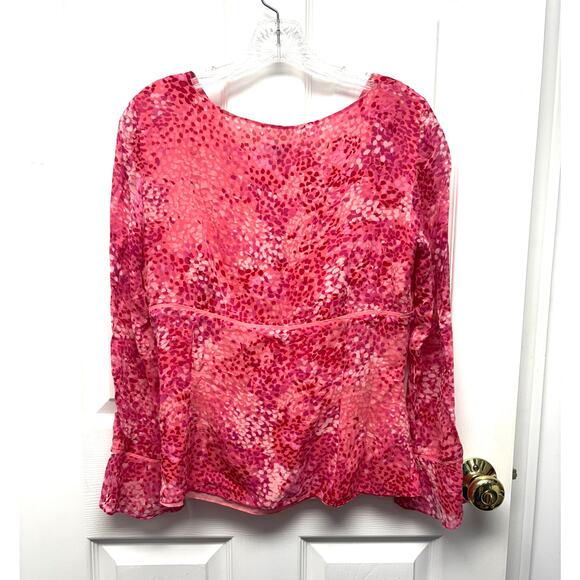 Ann Taylor Pink Silk Blouse Lined Side Zip V Neck - Picture 2 of 7